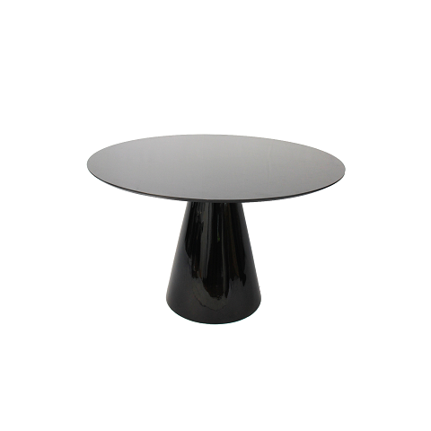 Mesa de Jantar Cone 100 cm Tampo de Vidro Laca Preta Personal Moveis Design