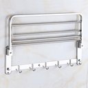Ver imagem 2 de Toalheiro Prateleira Dobravel Inox Porta Toalhas Suporte Armazenamento Gancho Banheiro Quarto