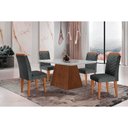 Ver imagem 1 de Conjunto: Mesa de Cozinha Luna C/ Tampo Madeirado C/ Vidro Canto Curvo 120x80cm e 4 Cadeiras