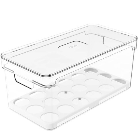 Organizador de Ovos Clear Fresh 36 Un Porta Ovos com Tampa e Alças Laterais Geladeira Cozinha ou