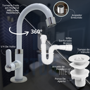 Ver imagem 4 de Kit Torneira Lavatório Banheiro Branca Abs + Válvula Abs 1523 + Sifão Br Único