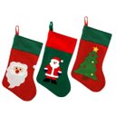 Ver imagem 1 de Conjunto 3 Meias Decorativas Natal Tecido Decorado Papai Noel 40cm - Magizi