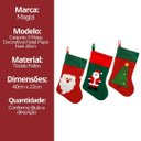 Ver imagem 5 de Conjunto 3 Meias Decorativas Natal Tecido Decorado Papai Noel 40cm - Magizi