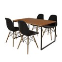 Ver imagem 6 de Mesa Industrial Base De Ferro Preto Tampo 137X90 Canela 4 Cadeiras Madeira Assento Preto Marrom
