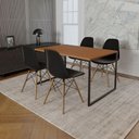 Ver imagem 1 de Mesa Industrial Base De Ferro Preto Tampo 137X90 Canela 4 Cadeiras Madeira Assento Preto Marrom