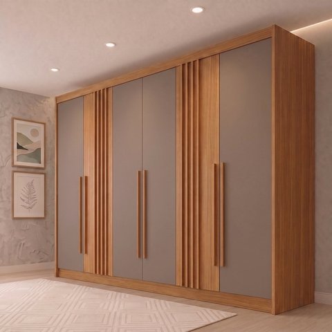 Guarda-Roupa Casal 6 Portas 4 Gavetas Nature/Avelã Nathaniel Espresso Moveis