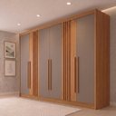 Ver imagem 1 de Guarda-Roupa Casal 6 Portas 4 Gavetas Nature/Avelã Nathaniel Espresso Moveis