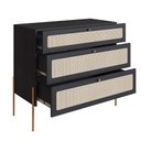 Ver imagem 5 de Cômoda Retrô com Tela Sintética 3 Gavetas e Pés em Metal Cor:nero com Dourado