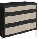 Ver imagem 6 de Cômoda Retrô com Tela Sintética 3 Gavetas e Pés em Metal Cor:nero com Dourado