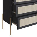 Ver imagem 7 de Cômoda Retrô com Tela Sintética 3 Gavetas e Pés em Metal Cor:nero com Dourado