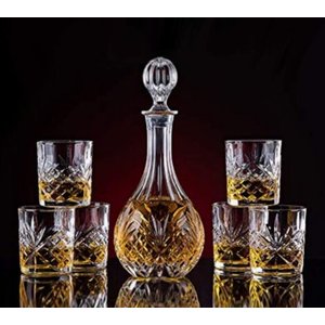 Garrafa Decanter Vidro Whisky Licor 900ml +6 Copos Superluxo