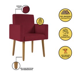 Poltrona Nina Escritório Recepção Pés Palito - Balaqui Decor Cor:marsala - 3