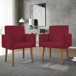 Poltrona Nina Escritório Recepção Pés Palito - Balaqui Decor Cor:marsala - 2