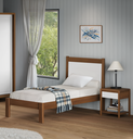 Ver imagem 1 de Cama de Solteiro em Madeira Maciça Modena Marrom/Amêndoa/Branco