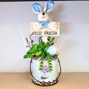 Ver imagem 2 de Arranjo De Páscoa Para Mesa Com Coelho Suculenta 26x12cm A