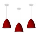 Ver imagem 1 de Kit 3 Lustres Pendentes Vermelho com Branco