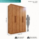 Ver imagem 3 de Guarda-roupa Solteiro 4 Portas 3 Gavetas Espanha - Mais Móveis Cinamomo