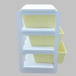 Organizador 3 Cestos Branco com Cestos Amarelo Organizer - 3