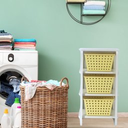 Organizador 3 Cestos Branco com Cestos Amarelo Organizer - 2