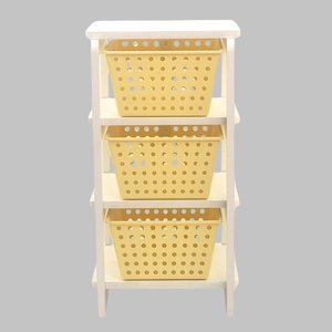 Organizador 3 Cestos Branco com Cestos Amarelo Organizer