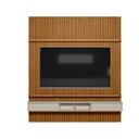 Ver imagem 1 de Painel Ripado Modular 2.2 para Tv até 75 com Nicho e Prateleira Emily-nature-offwhite - Edecasamovei