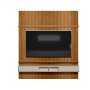 Painel Ripado Modular 2.2 para Tv até 75 com Nicho e Prateleira Emily-nature-offwhite - Edecasamovei
