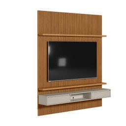 Painel Ripado Modular 2.2 para Tv até 75 com Nicho e Prateleira Emily-nature-offwhite - Edecasamovei - 3