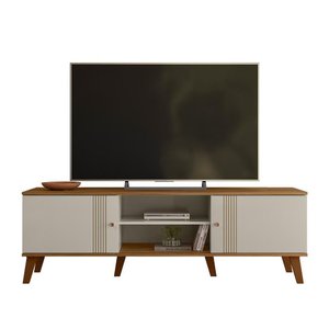Rack Bancada Denver 160cm Off White/nature para Tv até 65” - Peternella Móveis