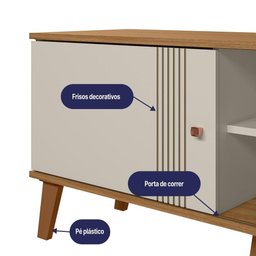 Rack Bancada Denver 160cm Off White/nature para Tv até 65” - Peternella Móveis - 3