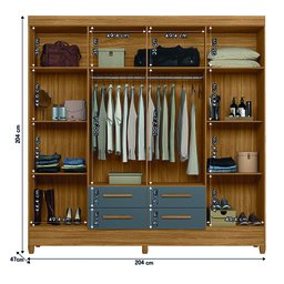 Guarda Roupa Florida 204cm 8 Portas Freijó Cinza Moval - 3