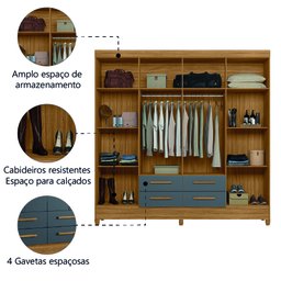 Guarda Roupa Florida 204cm 8 Portas Freijó Cinza Moval - 4