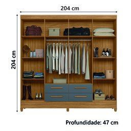 Guarda Roupa Florida 204cm 8 Portas Freijó Cinza Moval - 2