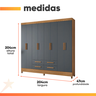 Guarda Roupa Florida 204cm 8 Portas Freijó Cinza Moval - 4