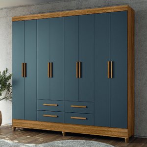 Guarda Roupa Florida 204cm 8 Portas Freijó Cinza Moval