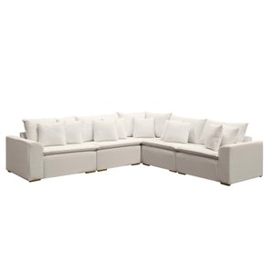 Sofá Modular Riviera Linho Creme 280x280 cm - Meu Estofado Sofá Modular Riviera Sala Quarto Recepção