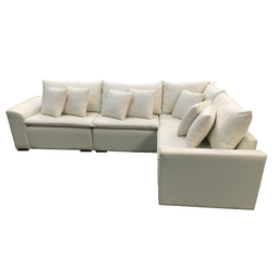 Sofá Modular Riviera Linho Creme 280x280 cm - Meu Estofado Sofá Modular Riviera Sala Quarto Recepção - 5