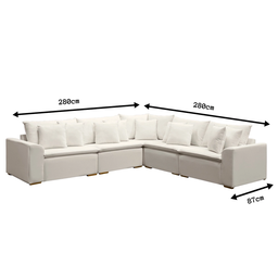 Sofá Modular Riviera Linho Creme 280x280 cm - Meu Estofado Sofá Modular Riviera Sala Quarto Recepção - 3