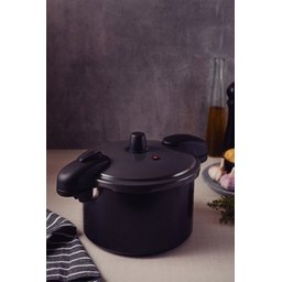 Panela de Pressão Tramontina Valência Black em Alumínio com Revestimento Cerâmico Preto 24 Cm 7 L Tr - 6