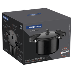 Panela de Pressão Tramontina Valência Black em Alumínio com Revestimento Cerâmico Preto 24 Cm 7 L Tr - 4