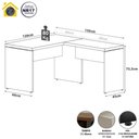 Ver imagem 3 de Mesa em L Escrivaninha Espaço de Trabalho em L F5 Office sem Gavetas MDP 120cm Preto F5 Office