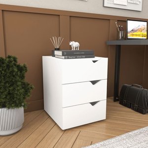 Gaveteiro 3 Gavetas Porto para Escritório Branco Politorno