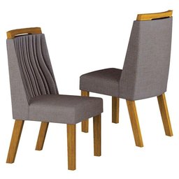 Cadeira para Mesa de Jantar Siena Mdf Freijó Linho Cinza - Leifer Móveis - 2