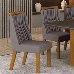 Cadeira para Mesa de Jantar Siena Mdf Freijó Linho Cinza - Leifer Móveis - 3