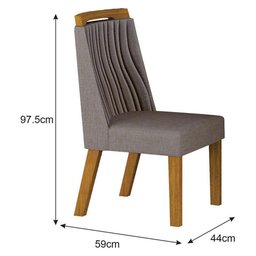 Cadeira para Mesa de Jantar Siena Mdf Freijó Linho Cinza - Leifer Móveis - 6