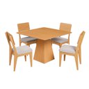 Ver imagem 2 de Conjunto Sala de Jantar Mesa Pirâmide 105cm com 4 Cadeiras MDF Carvalho Rosé/Bege Claro
