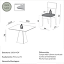 Ver imagem 3 de Conjunto Sala de Jantar Mesa Pirâmide 105cm com 4 Cadeiras MDF Carvalho Rosé/Bege Claro