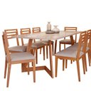 Ver imagem 2 de Conjunto Sala de Jantar Caju 210cm com Vidro e 8 Cadeiras Juparanã Marrom/Off White/Cinza
