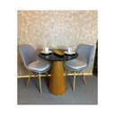 Ver imagem 2 de Mesa De Jantar Cone 60 Cm Base Madeira Freijó Tampo Laqueado Preto Cor Marrom
