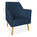 Ver imagem 3 de Kit 02 Poltronas Decorativa Julia Veludo Azul Marinho Pés Palito Castanho - Pallazio