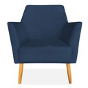 Ver imagem 4 de Kit 02 Poltronas Decorativa Julia Veludo Azul Marinho Pés Palito Castanho - Pallazio
